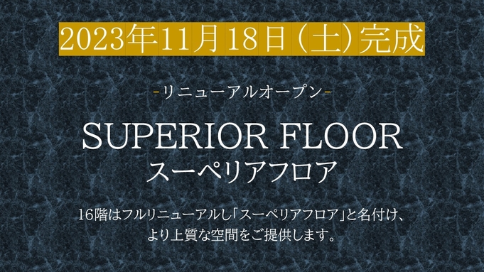 【スーペリアフロア完成特別宿泊プラン】最上階スーペリアフロアで最高級のひとときを〜（朝食付）